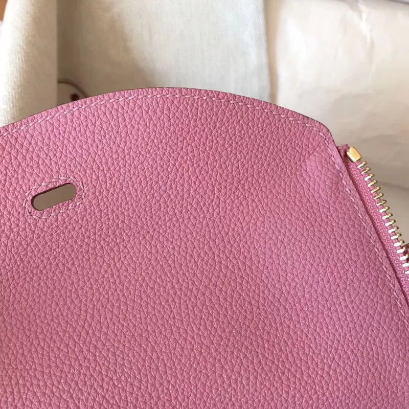 Hermes Pink Lindy 26cm Clemence Ručně Vyrobená Taška