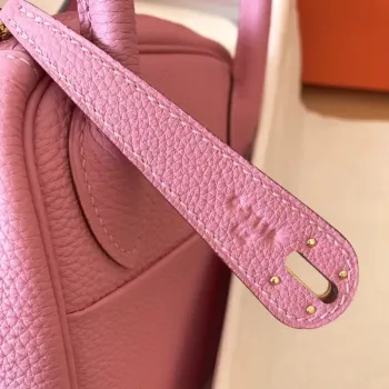 Hermes Pink Lindy 26cm Clemence Ručně Vyrobená Taška