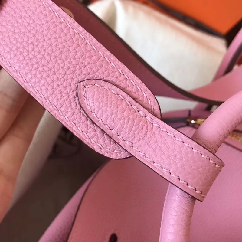 Hermes Pink Lindy 26cm Clemence Ručně Vyrobená Taška