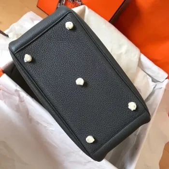 Hermes Vert Gris Lindy 30cm Clemence Ručně vyráběná taška