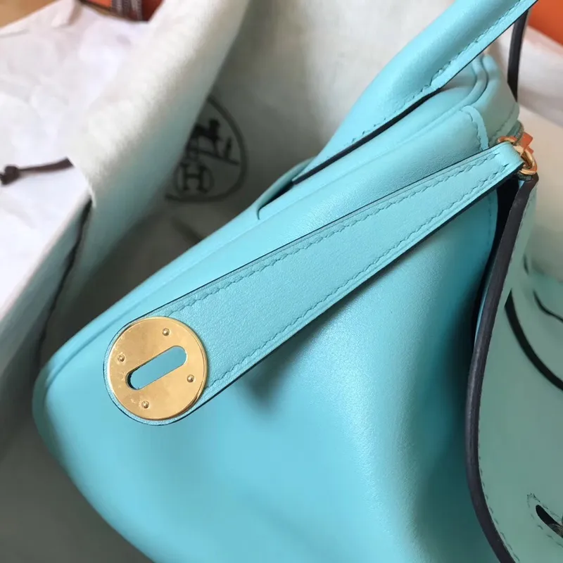Hermes Blue Atoll Lindy 30cm Swift Ručně vyráběná taška