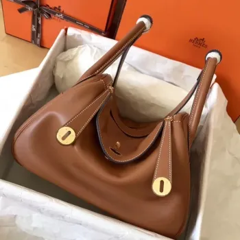 Hermes Gold Lindy 30cm Swift Ručně vyráběná taška