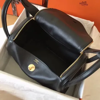 Hermes Black Lindy 30cm Swift Ručně vyráběná taška
