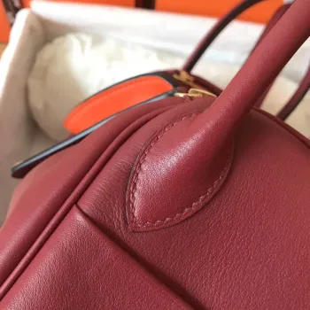 Hermes Bicolor Lindy 30cm Swift Bordeaux Ručně vyráběná taška