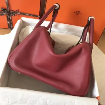 Hermes Bicolor Lindy 30cm Swift Bordeaux Ručně vyráběná taška
