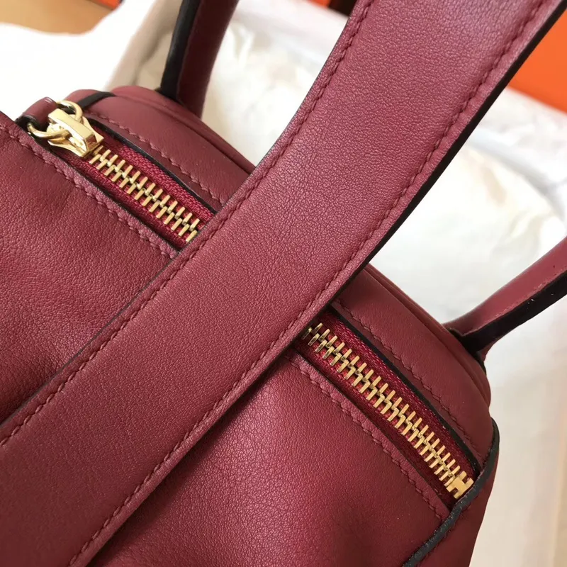 Hermes Bicolor Lindy 30cm Swift Bordeaux Ručně vyráběná taška