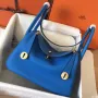 Hermes Blue Zanzibar Lindy 30cm Clemence Ručně vyráběná taška
