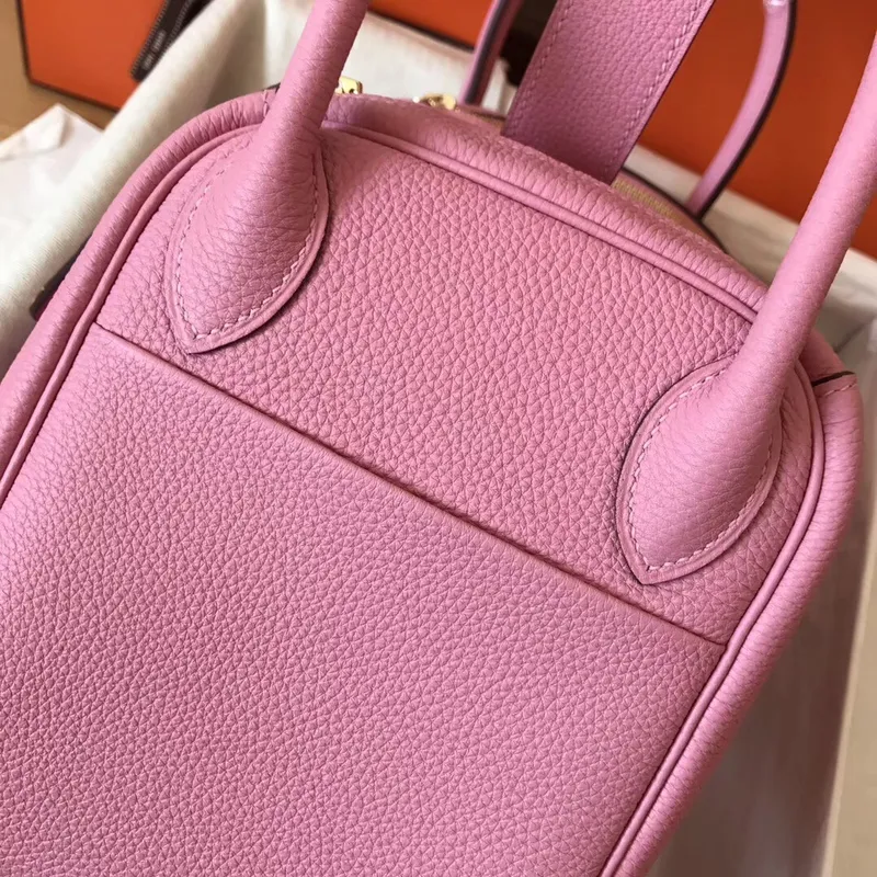 Hermes Pink Lindy 30cm Clemence Ručně vyráběná taška