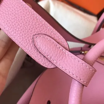 Hermes Pink Lindy 30cm Clemence Ručně vyráběná taška