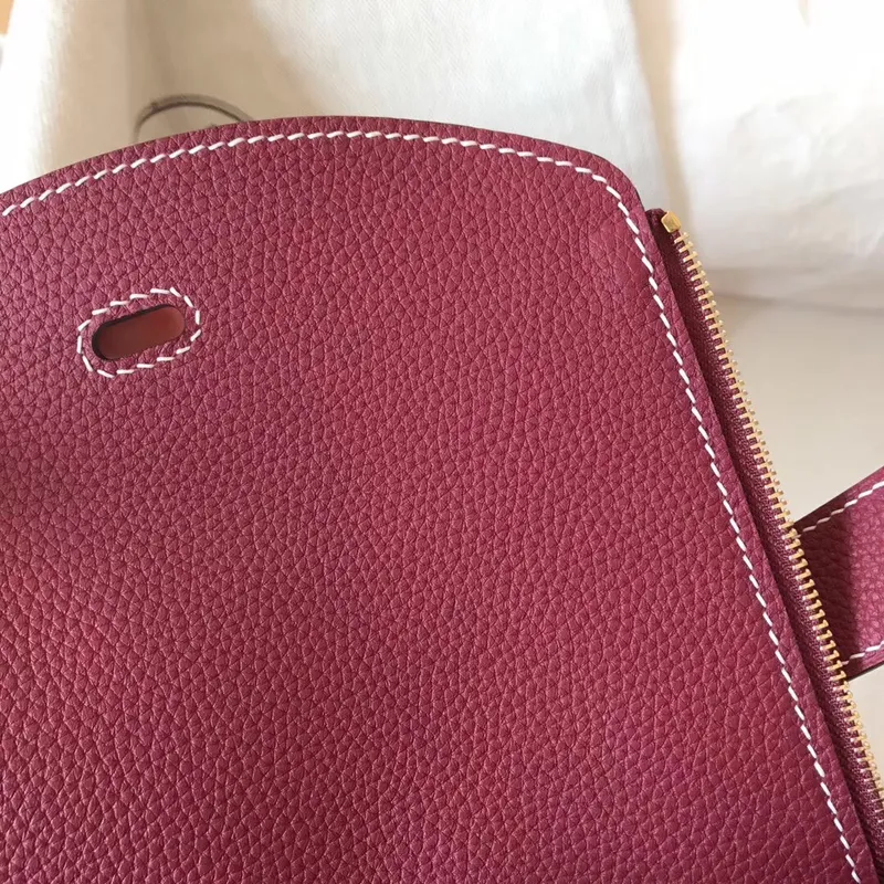 Hermes Ruby Lindy 30cm Clemence Ručně vyráběná taška