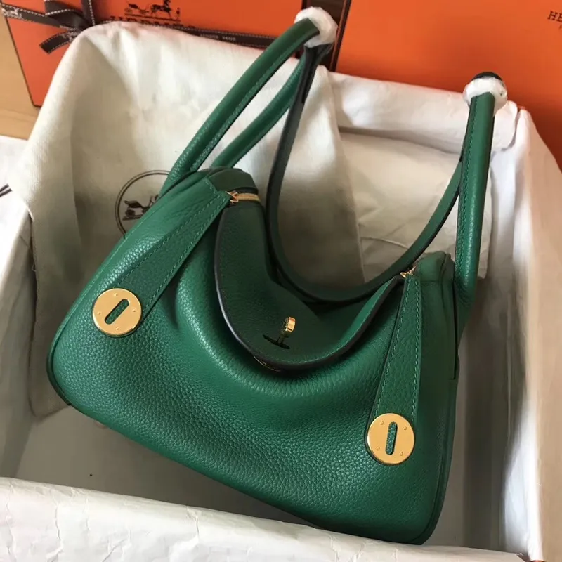 Hermes Vert Vertigo Lindy 30cm Clemence Ručně vyráběná taška