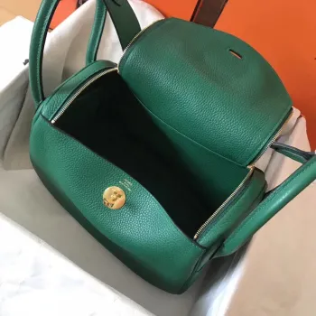 Hermes Vert Vertigo Lindy 30cm Clemence Ručně vyráběná taška