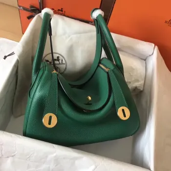 Hermes Vert Vertigo Lindy 30cm Clemence Ručně vyráběná taška