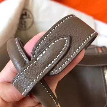 Hermes Taupe Lindy 30cm Clemence Ručně vyráběná taška