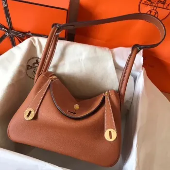 Hermes Gold Lindy 30cm Clemence Ručně vyráběná taška