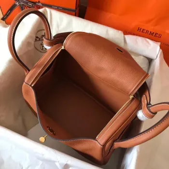 Hermes Gold Lindy 30cm Clemence Ručně vyráběná taška