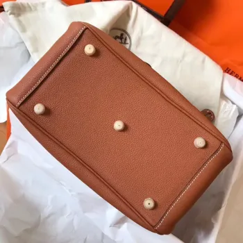 Hermes Gold Lindy 30cm Clemence Ručně vyráběná taška