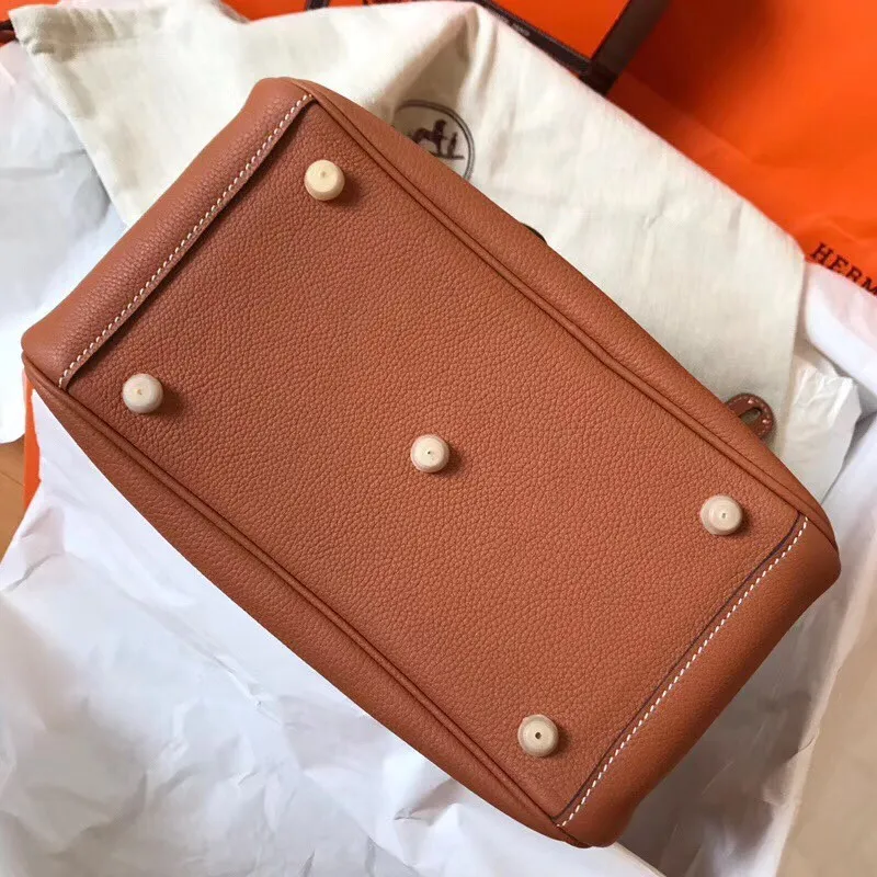 Hermes Gold Lindy 30cm Clemence Ručně vyráběná taška