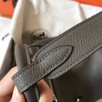 Hermes Gris Mouette Lindy 30cm Clemence Ručně vyráběná taška