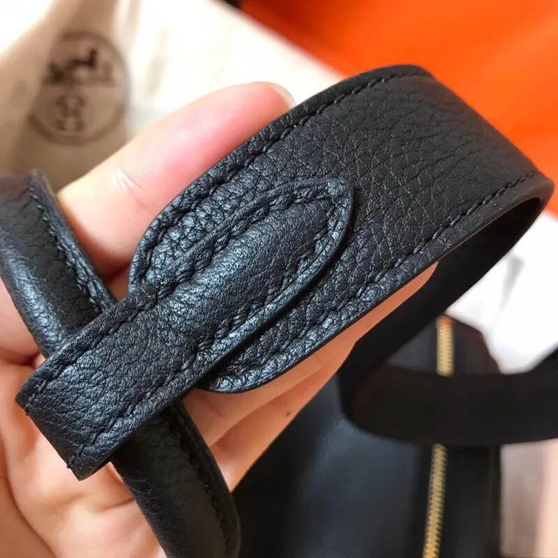 Hermes Black Lindy 30cm Clemence Ručně vyráběná taška