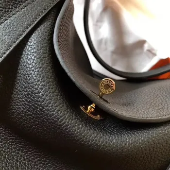 Hermes Black Lindy 30cm Clemence Ručně vyráběná taška