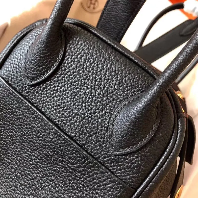 Hermes Black Lindy 30cm Clemence Ručně vyráběná taška