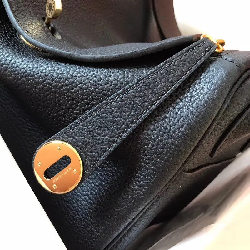 Hermes Black Lindy 30cm Clemence Ručně vyráběná taška