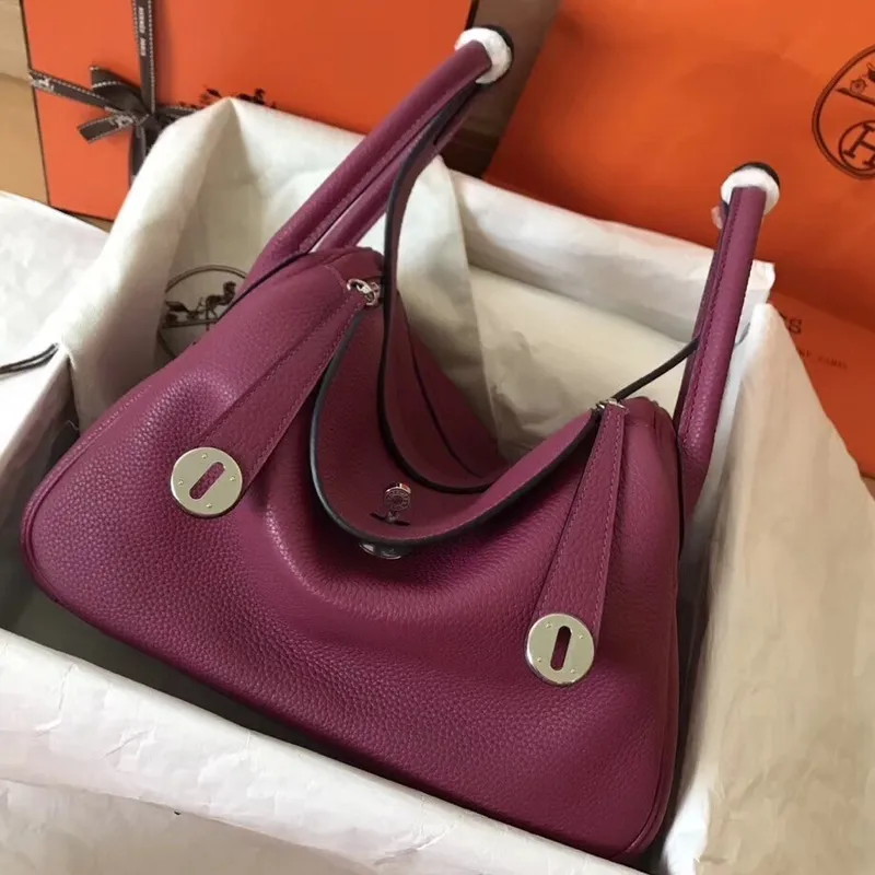 Hermes Purple Lindy 30cm Clemence Ručně vyráběná taška
