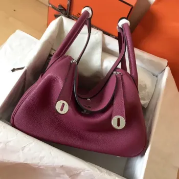 Hermes Purple Lindy 30cm Clemence Ručně vyráběná taška