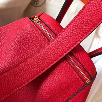 Hermes Red Lindy 30cm Clemence Ručně vyráběná taška
