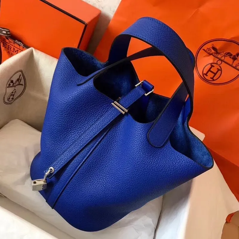 Hermes Blue Electric Picotin Lock PM 18cm Ručně vyráběná taška
