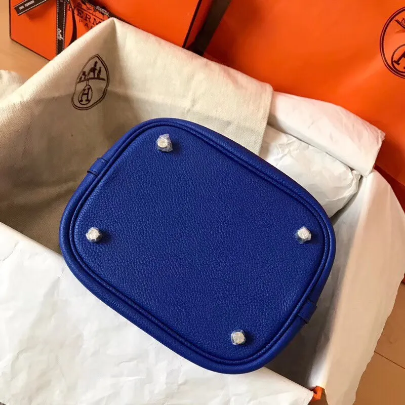 Hermes Blue Electric Picotin Lock PM 18cm Ručně vyráběná taška