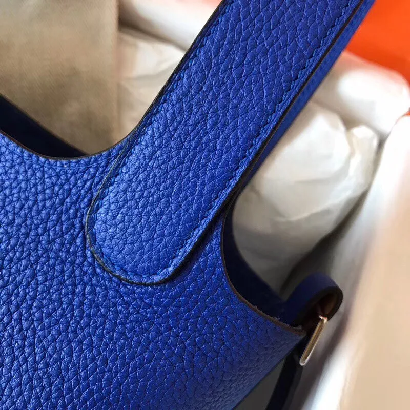 Hermes Blue Electric Picotin Lock PM 18cm Ručně vyráběná taška