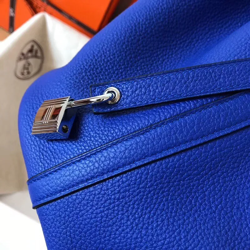 Hermes Blue Electric Picotin Lock PM 18cm Ručně vyráběná taška
