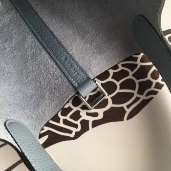 Hermes Blue Lin Picotin Lock 18cm Taška s Pletenými Rukojeťmi