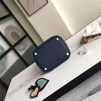 Hermes Námořnická modrá Picotin Lock 18cm taška s pletenými rukojeťmi