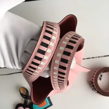 Hermes Růžová Picotin Lock 18cm Taška s Pletenými Rukojeťmi