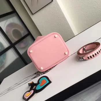 Hermes Růžová Picotin Lock 18cm Taška s Pletenými Rukojeťmi