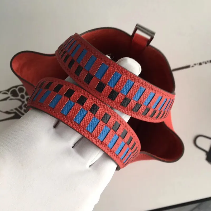 Hermes Red Picotin Lock 18cm Taška s pletenými rukojeťmi