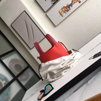 Hermes Red Picotin Lock 18cm Taška s pletenými rukojeťmi