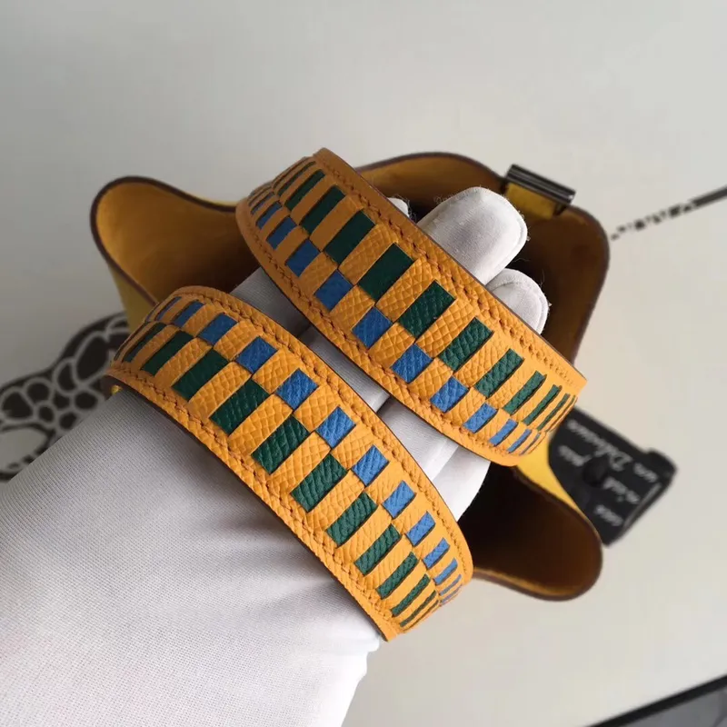Hermes Žlutá Picotin Lock 18cm Taška s Pletenými Rukojeťmi