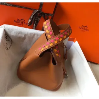 Hermes Gold Picotin Lock 18 Taška s pletenými rukojeťmi