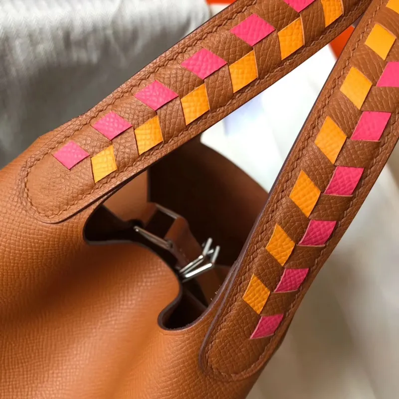 Hermes Gold Picotin Lock 18 Taška s pletenými rukojeťmi