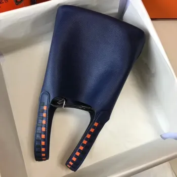 Hermes Sapphire Picotin Lock 18 Taška s pletenými rukojeťmi