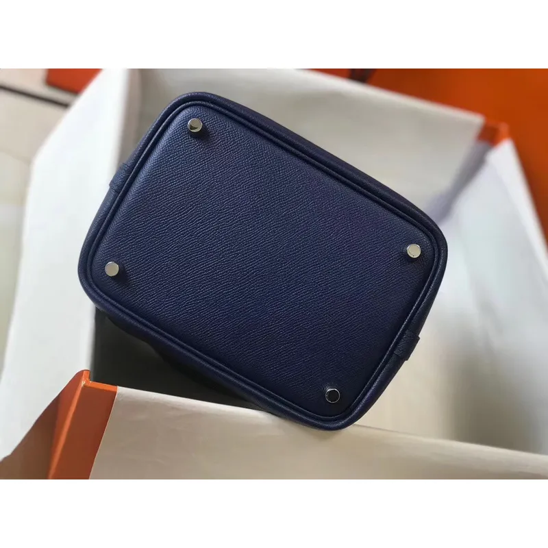 Hermes Sapphire Picotin Lock 18 Taška s pletenými rukojeťmi