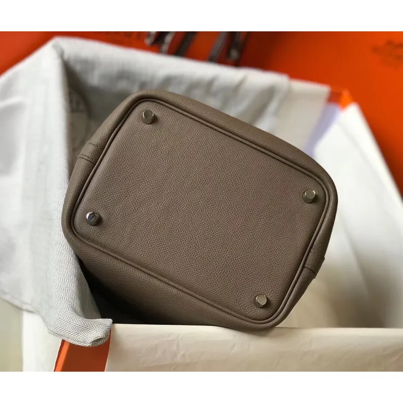 Hermes Taupe Picotin Lock 18 Taška s pletenými rukojeťmi