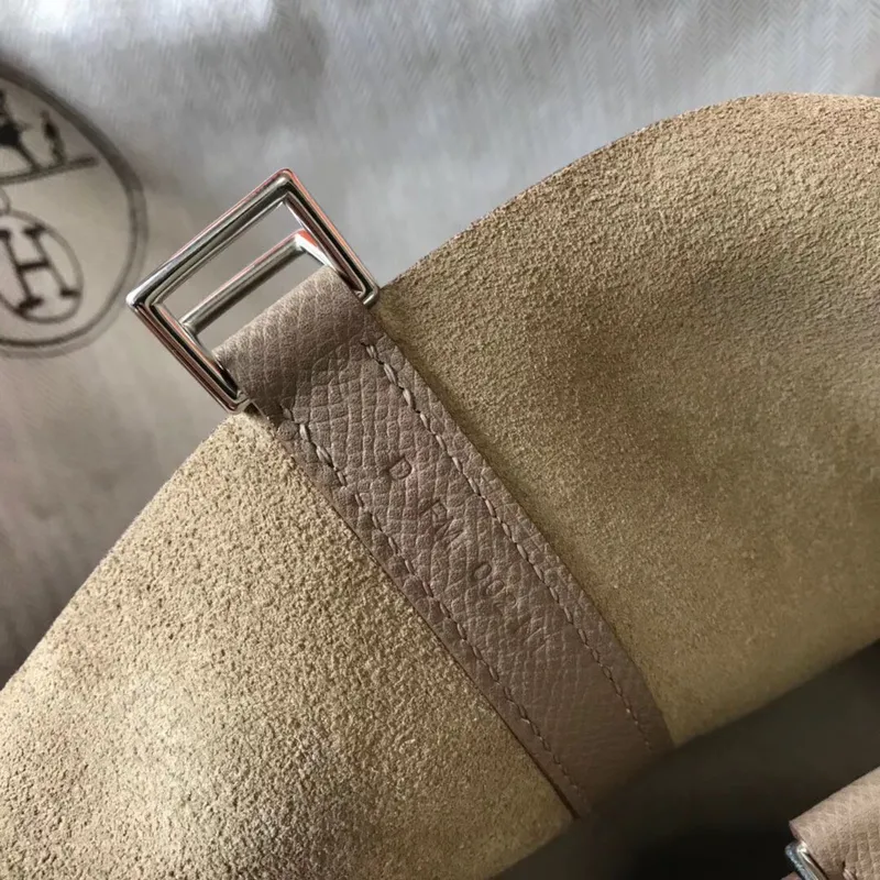Hermes Taupe Picotin Lock 18 Taška s pletenými rukojeťmi