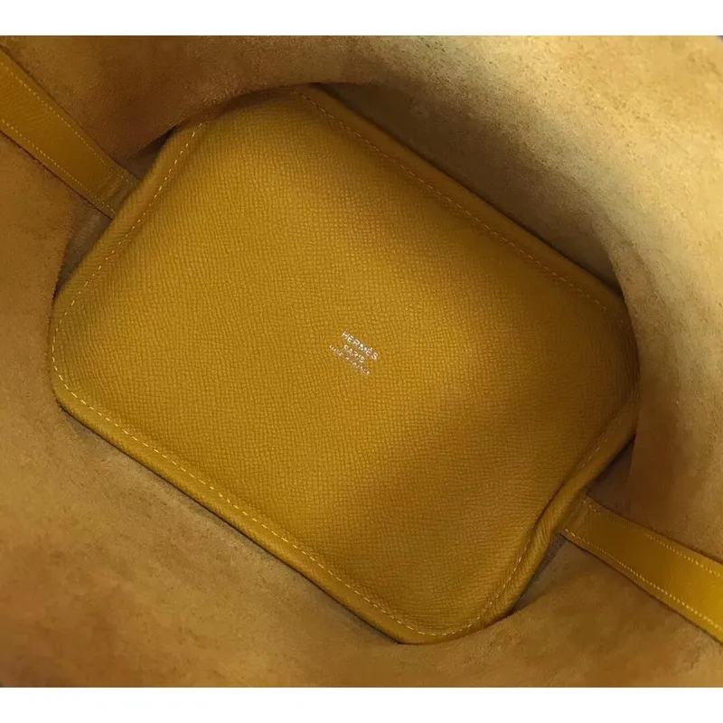 Hermes Žlutá Picotin Lock 18 Taška s Pletenými Rukojeťmi