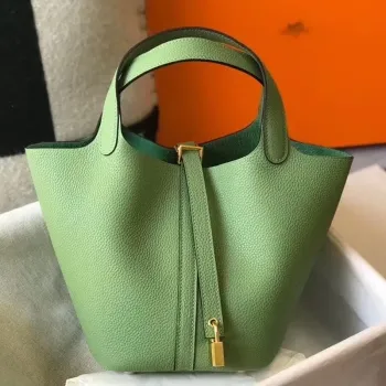 Hermes Vert Criquet Picotin Lock PM 18cm Ručně vyráběná taška