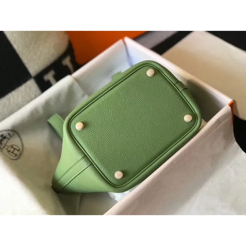 Hermes Vert Criquet Picotin Lock PM 18cm Ručně vyráběná taška